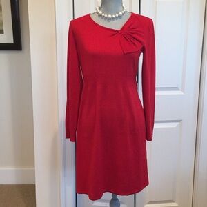 Elegant Red Dress with Bow Detail